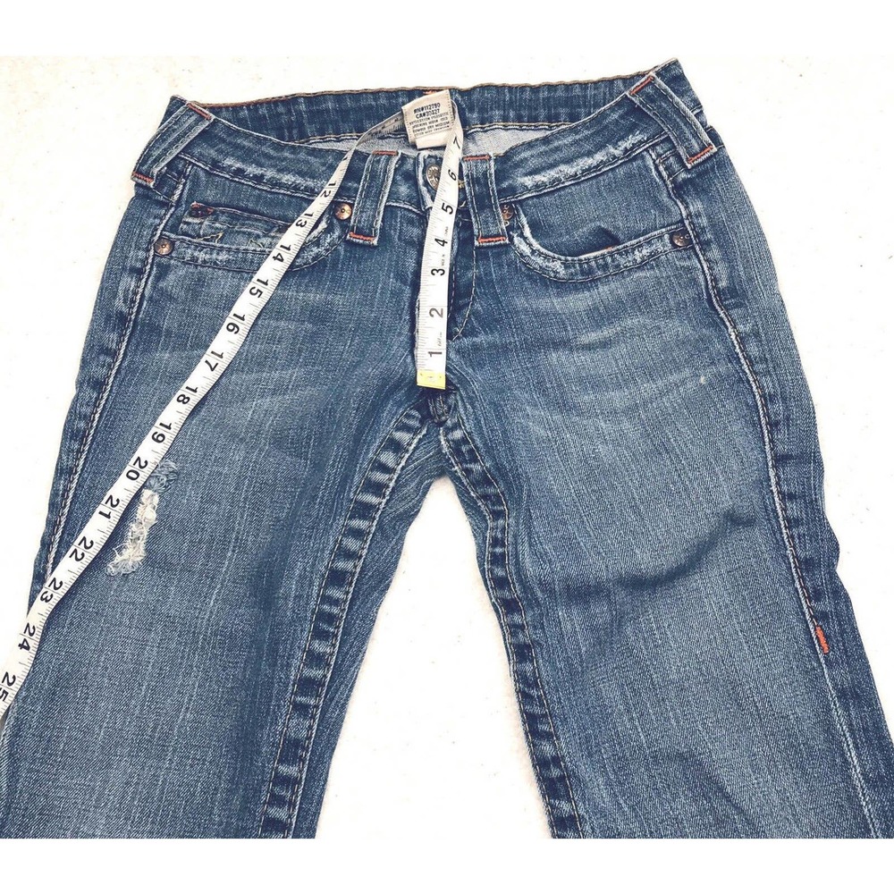 TRUE RELIGION Flared Jeans Womens 26 Made In USA Light Distress